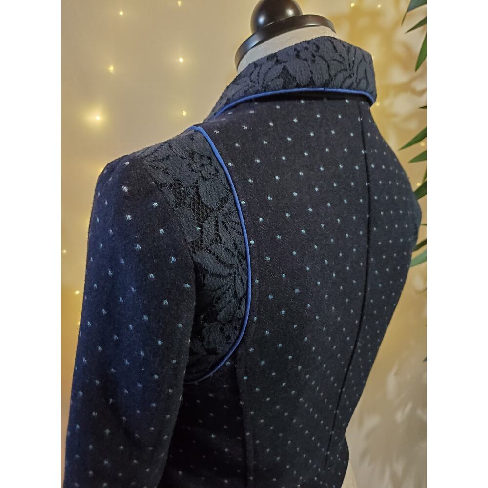 Flying Tomato Girl Next Door Lace Wool Polka Dot Short Moto Jacket Womens Size S - Picture 7 of 13